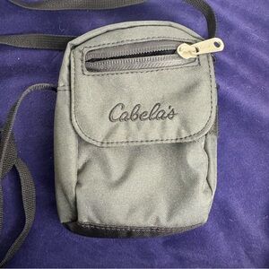 Cabela’s Gray & Black Small Soft Crossbody Bag w/ Three Zippers Adjustable Strap
